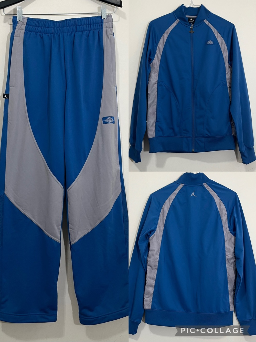 NWT Vtg Nike Men's Air Jordan 1 Wings Blue Track Suit Pants & Jacket Set Size S